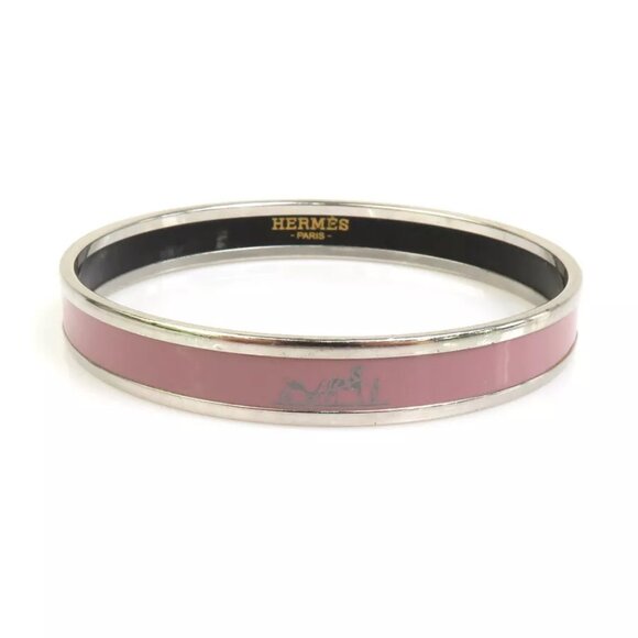 HERMES Cloisonne Bangle Bracelet Purple/Silver Metal/Enamel - Picture 3 of 8